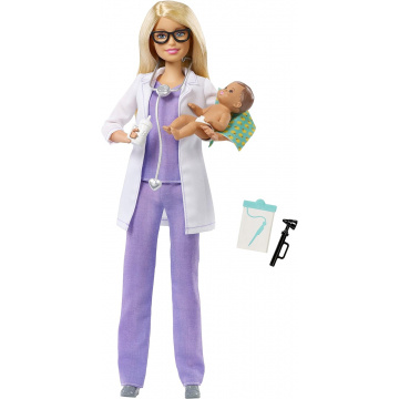 Muñeca y Playset Barbie Baby Doctor (rubia)
